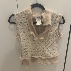 Moschino Cream Knit Crop Top